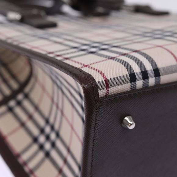 BURBERRY Nova Check Hand Bag Nylon Canvas Beige Auth mr245 - Picture 14 of 16